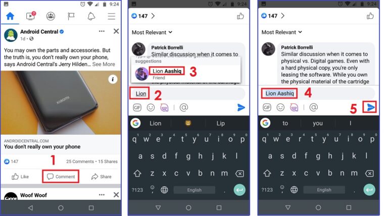 How to Tag Someone on Facebook comment on Android