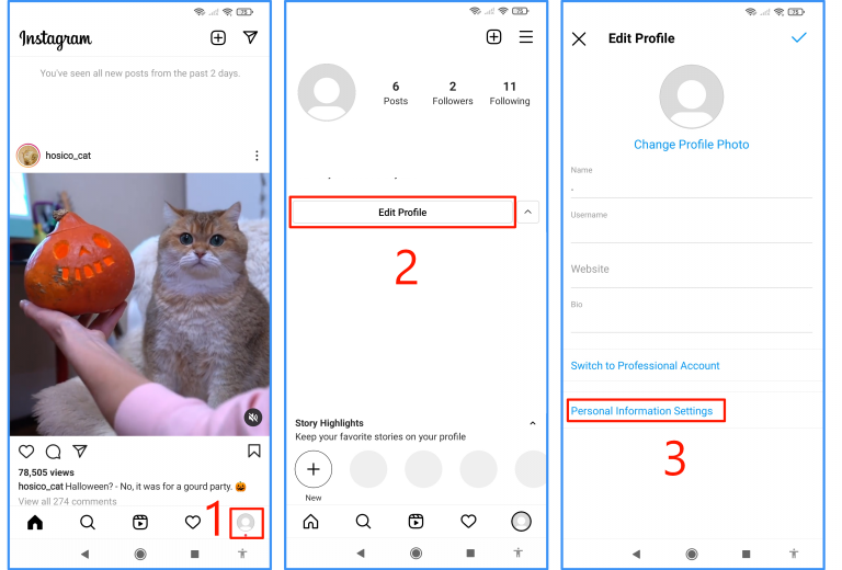 How to change email on Instagram on Android