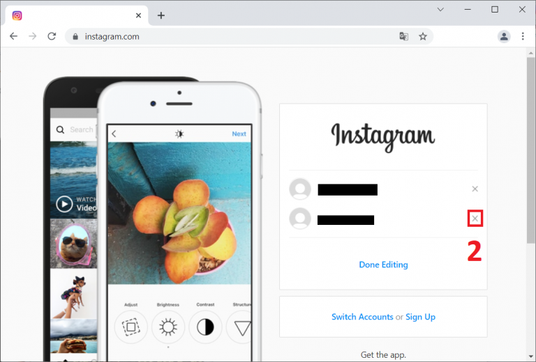 How to remove a remembered account on Instagram on PC